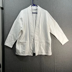 Encore by Idina Menzel Open-Front Lightweight Fleece Ca Bright White Large - Picture 1 of 12