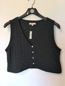 Madewell Basket Stitch Vest Womens L Black Boho Earthy Classic Texture NWT - Picture 1 of 4