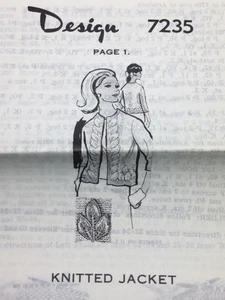 Vtg Mail Order Design 7235 KNITTED JACKET w/ raised leaf Pattern Original - Picture 1 of 2
