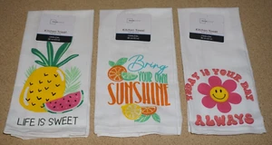 (3 Set) Mainstays Kitchen Towel Happy Good Mood Summer - 15" x 25" 100% Cotton - Picture 1 of 4