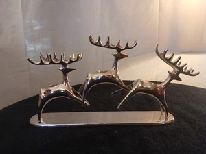 Pottery Barn Reindeer Candleholder Silver Plated Metal Taper Candlestick - Picture 1 of 12