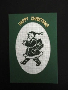 Cross Stitch Card- "Happy Christmas"- (Completed card) - Picture 1 of 2
