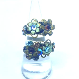 RING Lovely Michal NEGRIN Crystals Elegant flowers all size Made in Israel - Picture 1 of 6