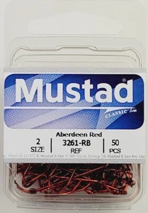 Gancho de cricket Mustad Hooks 3261-RB-2-50 ROJO trucha Panfish lubina gusano - Imagen 1 de 3
