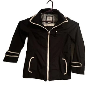 Size Medium WEATHER TAMER  Jacket Coat Rain Jacket Wind Hooded Black Spring - Picture 1 of 9
