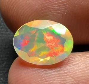 Top Opal 1 Carat Natural Ethiopian Welo Opal, Rare Opal. Faceted Opal, Fire Opal - Picture 1 of 3