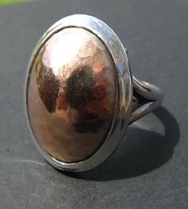 James Avery Retired Silver & Hammered Copper Dome Ring Size 10 - Picture 1 of 10