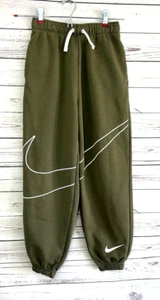 Nike Joggers Boy's Small Olive Green Drawstring Elastic Waist Casual Swoosh - Picture 1 of 5