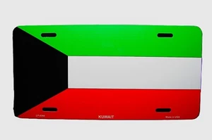 KUWAIT FLAG METAL CAR NOVELTY LICENSE PLATE AUTO TAG علم الكويت - Picture 1 of 15
