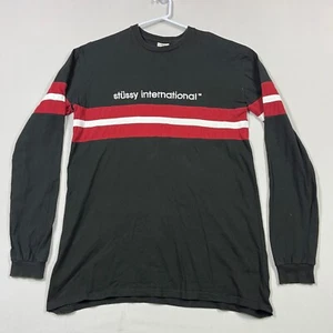 Stussy Black Long Sleeve Casual Cotton Crew Neck Tee T Shirt Mens Small S - Picture 1 of 10
