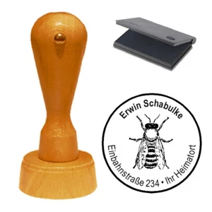 Stempel « Biene Wespe Honig 01 » Adressenstempel Motivstempel Holzstempel - Bild 1 von 1