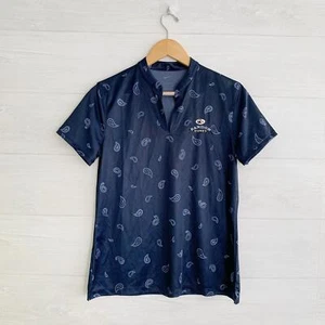 Nike Dri-Fit - Bandon Dunes Navy blue paisley short sleeve v-neck top, M - Picture 1 of 5