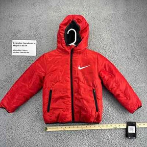 Nike Pre-School Puffer Winter Hooded Youth Kids Jacket | Red Size 5/S 5-6yrs NEW - Picture 1 of 13