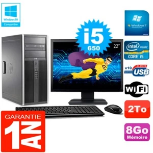 PC HP 8100 Tour Pantalla 22" Core I5-650 RAM 8Go Disco 2To Grabador DVD Wifi W7 - Imagen 1 de 1