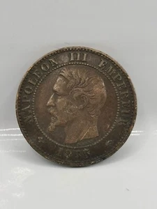 2 CENTIMES NAPOLEON III 1855 A PARIS ANCRE TETE NUE / FRANCE - Picture 1 of 3