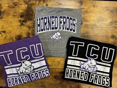 TCU Horned Frogs Fun T Shirts Cotton Gray or Purple or Black Blue84 NCAA New - Image 1 of 4