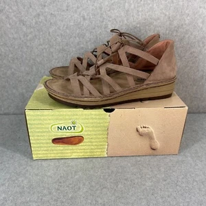 Naot Womens Yarrow Stone Nubuk Sandals Size 38 US 7 Strappy Comfort Shoes NIB - Foto 1 di 12