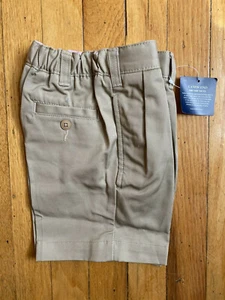 New Lands End kids sz 6S unisex girls boys khaki uniform short 6 slim pleats NWT - Picture 1 of 3