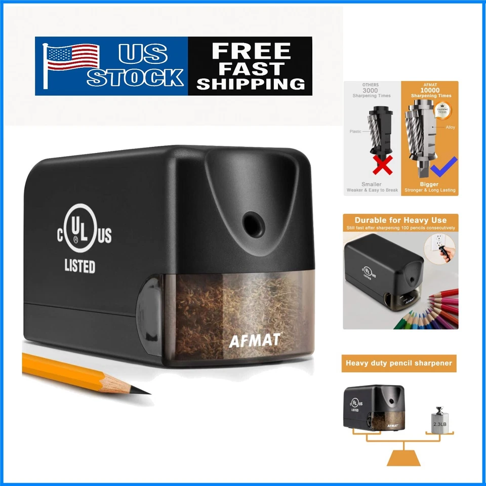 Electric Pencil Sharpener Heavy Duty for Classroom Office Accessories Black