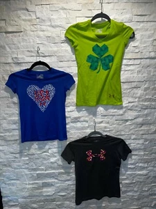 EUC Girl's UNDER ARMOUR Athletic Graphic Tee Shirts Tops Size Youth Small - Picture 1 of 8