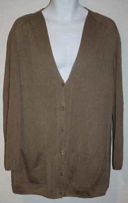Peruvian Connection Tan Brown V Neck Cardigan Sweater L Mens Pima Cotton Grandpa - Image 1 of 4
