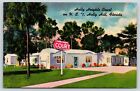 Holly Hill Florida~Holly Heights Court~Motel Cottages~ART DECO Sign~1949 Linen 