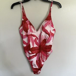 Pacsun donna L.A. Costume intero Hearts rosso stampa tropicale taglia large - Foto 1 di 11
