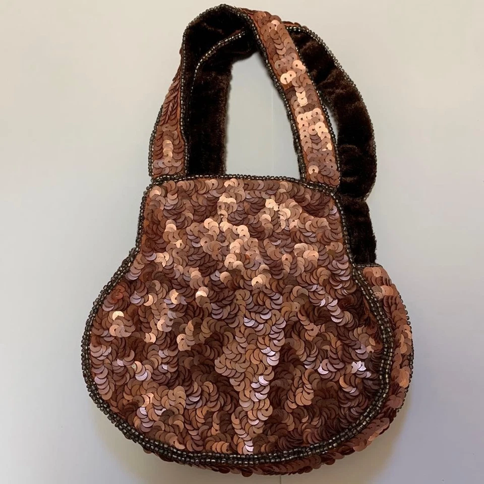 JAMIN PUECH Lentejuelas Mini Bolso de Mano Cartera Bolsa Rosa Polvoriento ¡NUEVO SIN ETIQUETAS Envío desde Japón! Foto 1 de 4