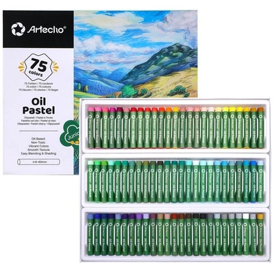Artecho Oil Pastels Set of 75 PCS 8 x 60 mm, Soft Oil Pastels for Art