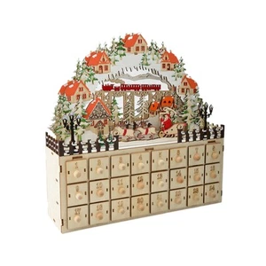 Christmas Wooden Advent Calendar Light up with 24 Drawers Xmas Desktop Decor - Picture 1 of 6