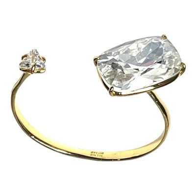 Brazalete solitario de oro líquido Alexis Bittar piedra circonita cúbica puño abierto 6,5"-7,5" ajuste Foto 1 de 4
