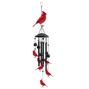 Metal Cardinal Windmill Bird Decoration with For Outdoor Musical Sound Effects - Picture 1 of 12