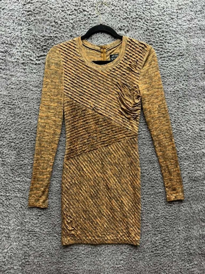 Mini Vestido Bodycon Feminino Multicolorido Rasgado por Ronny Kobo Manga Longa Tamanho XS - Imagem 1 de 4