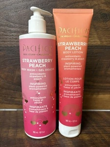 Pacifica Strawberry Peach Body Wash 12 Oz & Body Lotion 5oz. - Picture 1 of 2