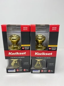Kwikset Cameron Polished Brass No Deadbolt Keyed Entry Door Knob - Picture 1 of 1