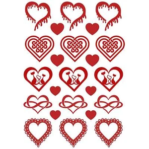 Heart Variety 23 pcs 0.5 to 1 Inch Red Fused Glass Decals - Picture 1 of 2