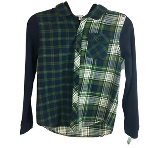 Boy Blue & Green Plaid Hoodie Jacket Size 8 Colorful Planet - Picture 1 of 6