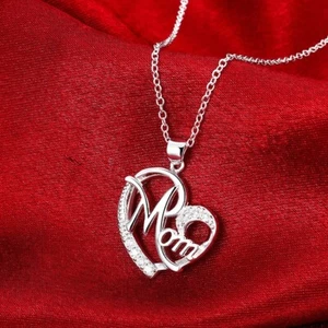 Collar colgante de plata de ley 925 para mamá placa de regalo única cadena de 18 pulgadas - Imagen 1 de 6