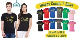 Camiseta a juego KING QUEEN LETRAS DORADAS CREAR pareja a juego - Imagen 1 de 5