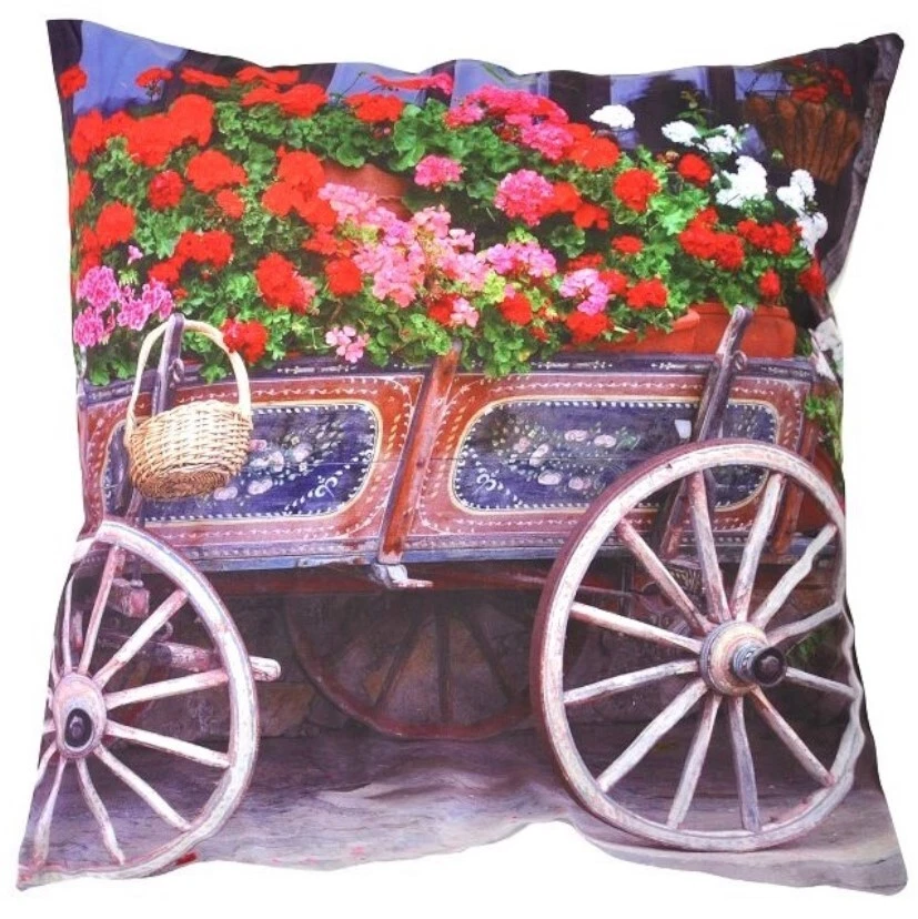 Kissenhülle 40x40 Kissenbezug Dekokissen Dekorative Kissen WEICH Sommer Geranien - Bild 1 von 1