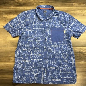 Star Wars Shirt Mens Large Blue Short Sleeve Button Up - Picture 1 of 8