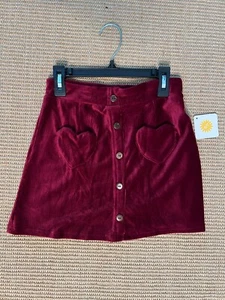 Shosho Girl's Red Button Front Skirt w/ Heart Pockets Size 10/12 - Picture 1 of 1