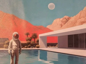 Canvas Poster Mid Century Modern Home 60s Pop Colors 16" X 24" Palm Springs - Picture 1 of 3