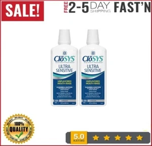 2 PACK OF CloSYS Ultra Sensitive Mouthwash, 32 Ounce, Unflavored Alcohol Free - Picture 1 of 8