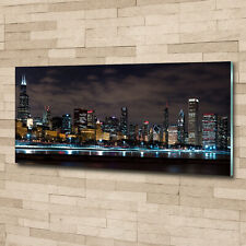 Wandbild aus Plexiglas® Druck auf Acryl 125x50 Chicago bei Nacht