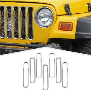 Cubierta cromada de 7 piezas con inserciones de parrilla delantera para Jeep Wranngler TJ 97-06 - Imagen 1 de 12