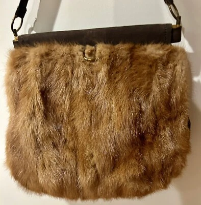 AMAZING VINTAGE MINK CORD CLOTH HANDBAG  AND HAND MUFFLER, VERY CUTE 50S! - Image 1 of 4