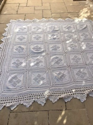 Couvre-lit/couvre Edredon Ancien XIXème Coton Blanc TTBE - Photo 1/4