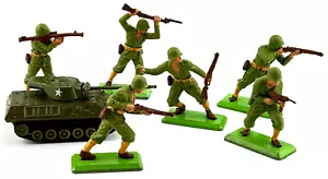 6 Britains Ltd Deetail 1971 US Infantry Toy Soldiers & 1 Tank WW2 World War 2 - Bild 1 von 9
