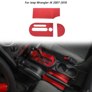 Center Gear Shift Box Panel Trim Cover Aluminum For Jeep Wrangler JK 2007-10 Red - Picture 1 of 10